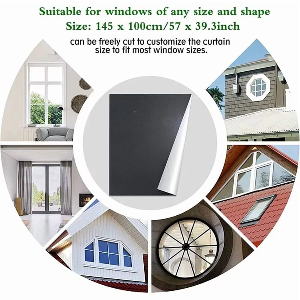 Portable Blackout Shades Film No Drill Travel Blackout Blinds Sunblock Window Cover Blackout Curtains 145 X 100cm