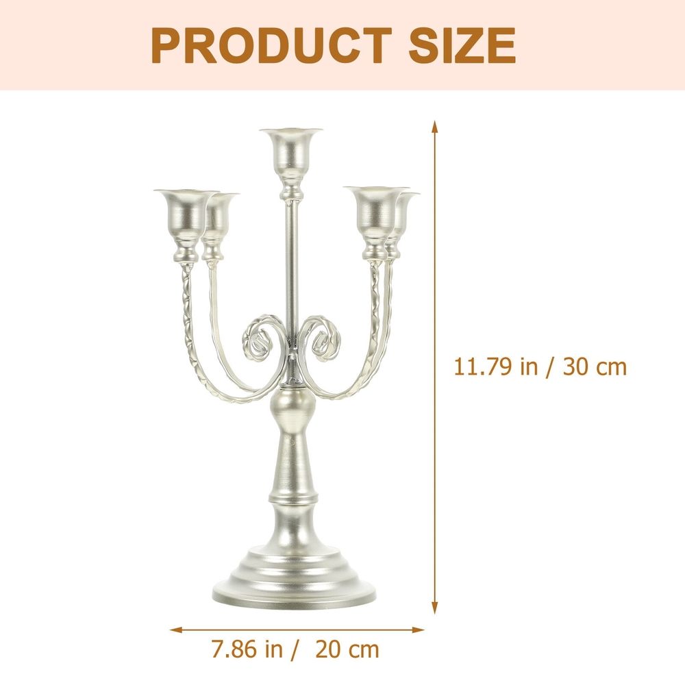 Plated Multi-Branch Iron Candlestick Holder, European Style Decorative Candle Stand for Tabletop Decor