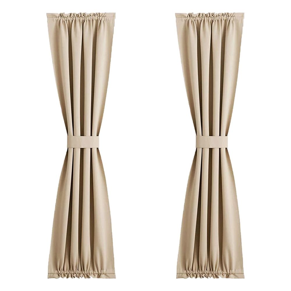 French Door Curtains Rod Pocket Thermal Curtain for Doors Or Glass Window Curtain Panel Beige(Curtain Buckle Not Included) 1*Curtain