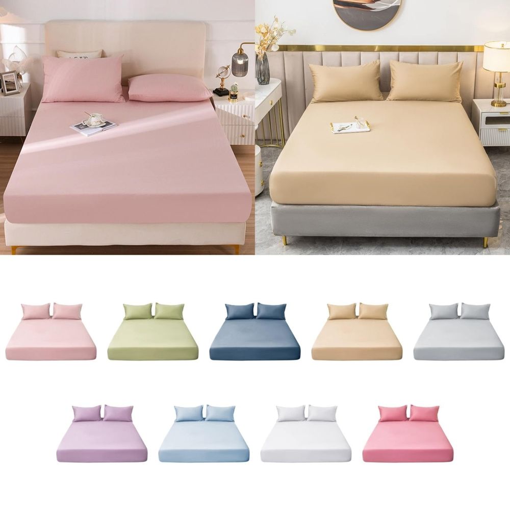 Deep Pocket Bed Sheet Queen Fitted Sheet - Soft Cotton Bed Sheet with 11\\" Deep Pocket, Solid Color Mattress Cover for Bedroom, Guest Room, and Vacation Homes