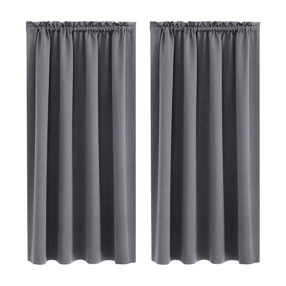 2*Curtain Grey Curtains Thermal Insulated Noise Reducing Energy Efficiency Small Window Decor for Kitchen Bedroom Bathroom Gray 1 Pair Curtain