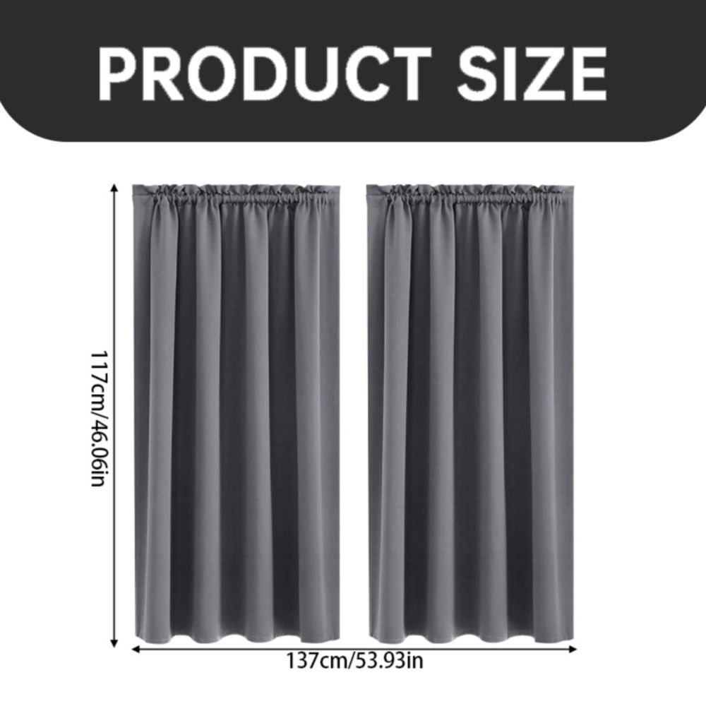 2*Curtain Grey Curtains Thermal Insulated Noise Reducing Energy Efficiency Small Window Decor for Kitchen Bedroom Bathroom Gray 1 Pair Curtain