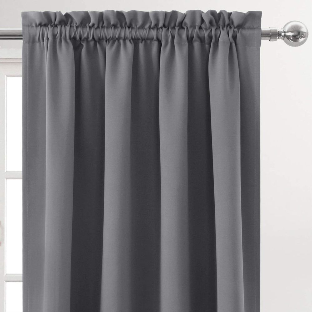 2*Curtain Grey Curtains Thermal Insulated Noise Reducing Energy Efficiency Small Window Decor for Kitchen Bedroom Bathroom Gray 1 Pair Curtain