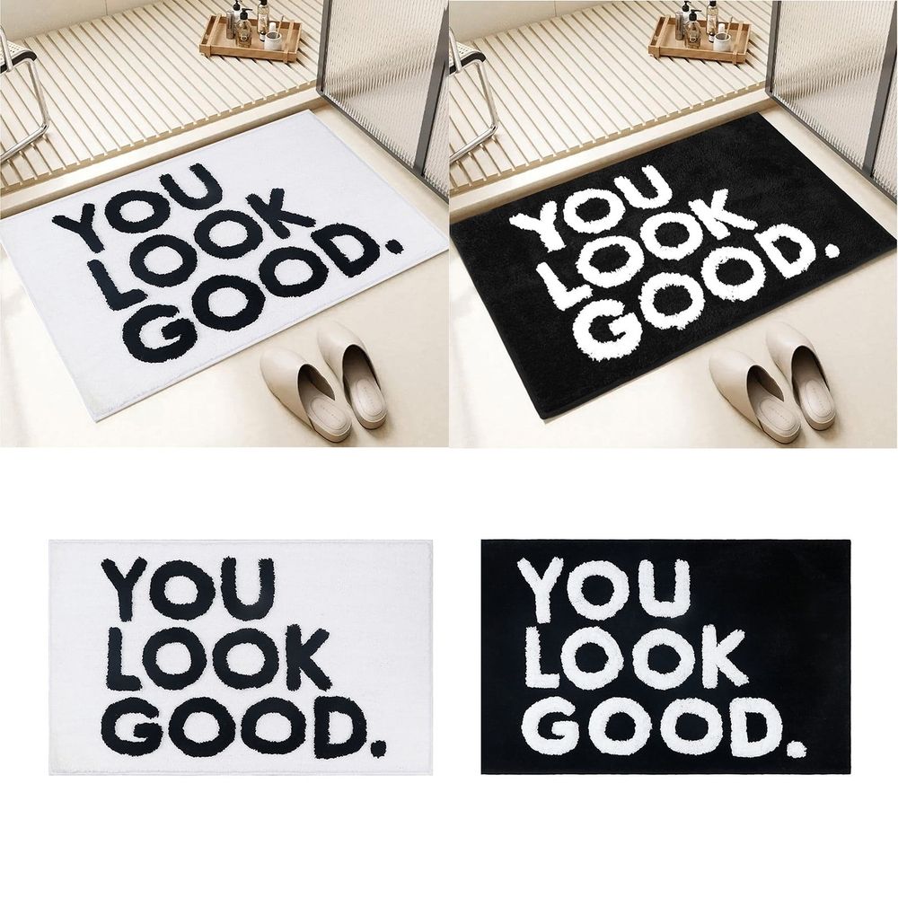Carpet*1 Piece You Look Good Bath Mat Black 、 White Bathroom Rugs Cute Bath Rugs Non Slip Microfiber Plush Funny  Small Cool Rug Washable Absorbent Apartment Mat for Bathtub Sink 20