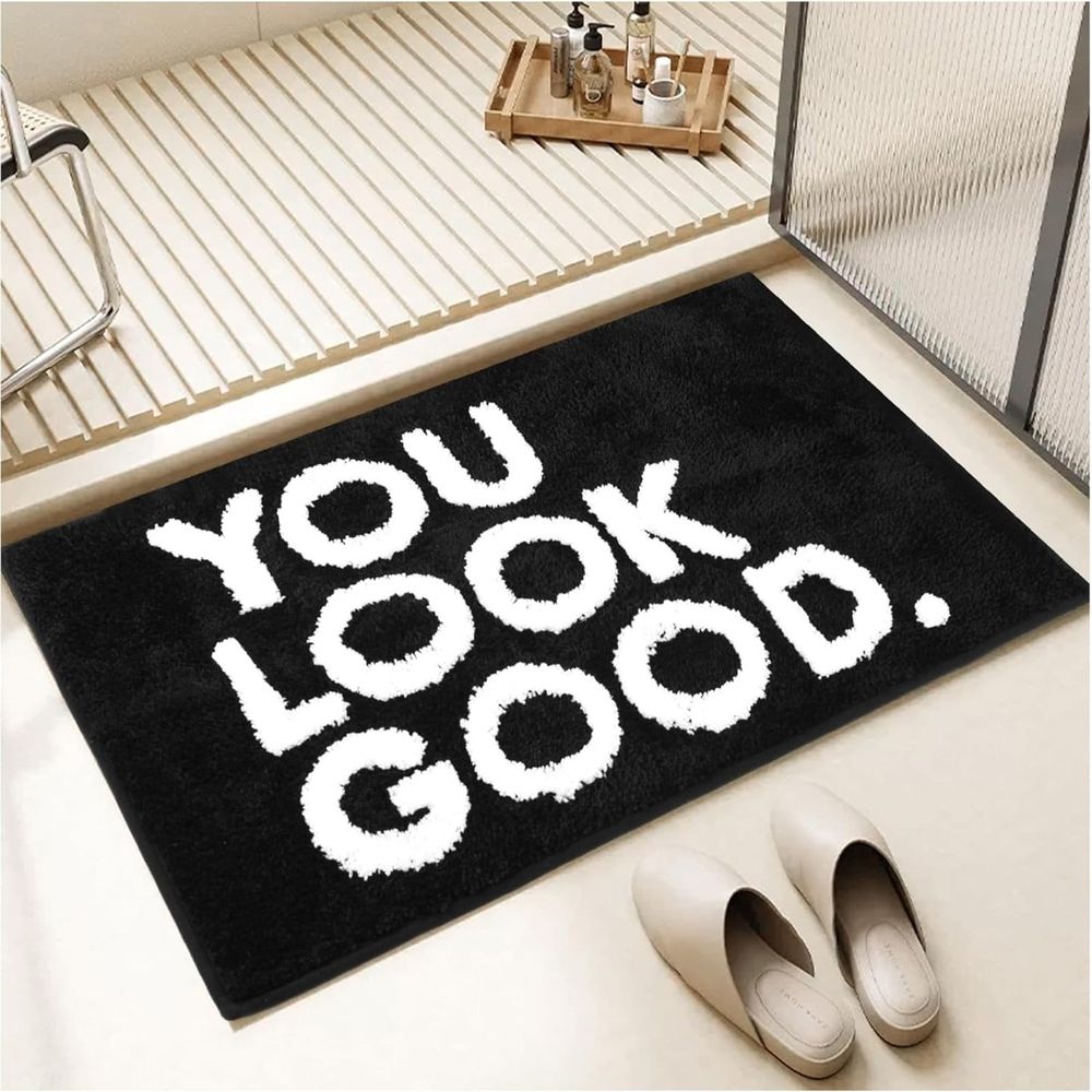 Carpet*1 Piece You Look Good Bath Mat Black 、 White Bathroom Rugs Cute Bath Rugs Non Slip Microfiber Plush Funny  Small Cool Rug Washable Absorbent Apartment Mat for Bathtub Sink 20