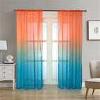 1X Gradient Curtain Polyester Curtains Gradient Semi Voile Rod Pocket Curtains for Bedroom and Living Room Gradient Window Drapes Room Darkening Curtains for Living Room Curtain