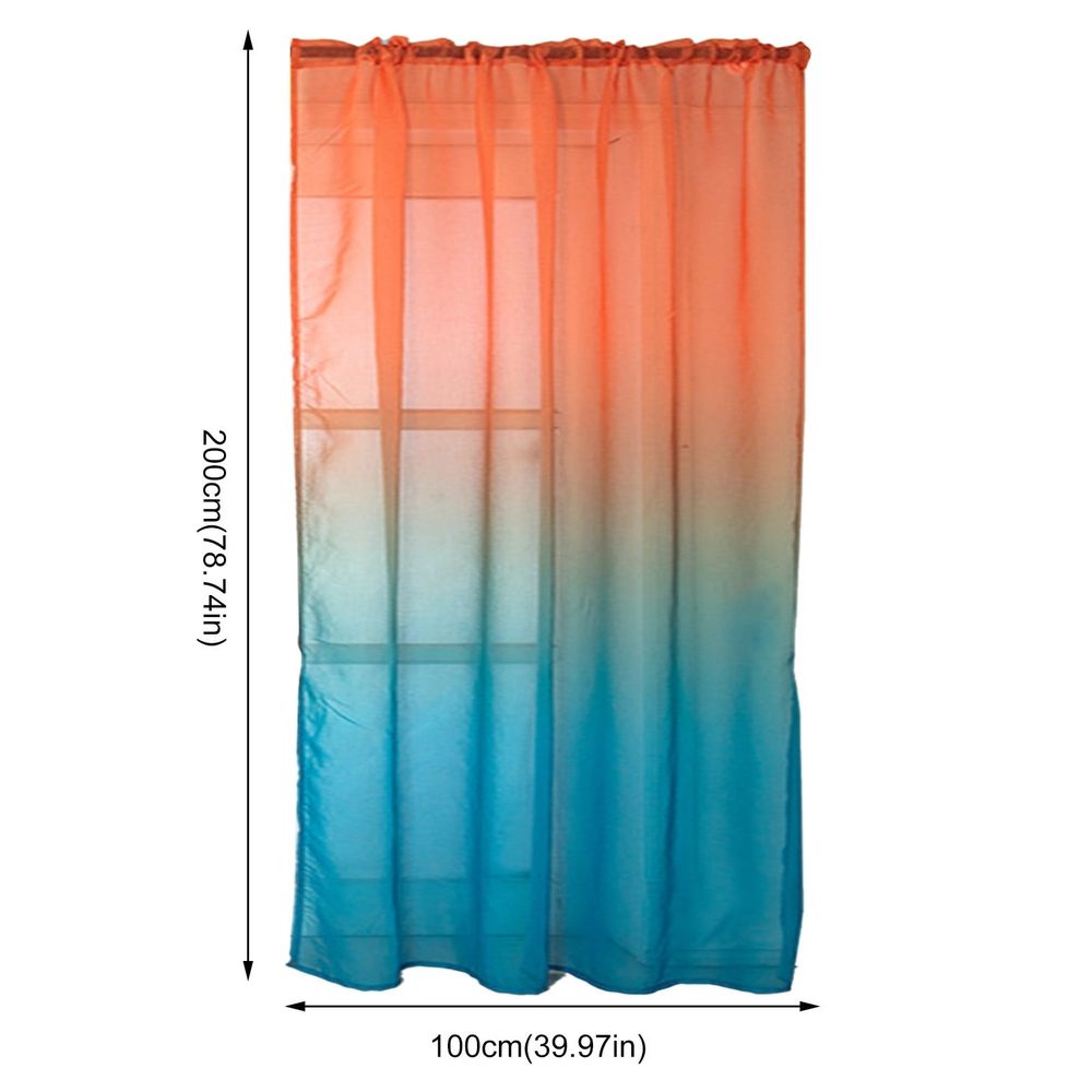 1X Gradient Curtain Polyester Curtains Gradient Semi Voile Rod Pocket Curtains for Bedroom and Living Room Gradient Window Drapes Room Darkening Curtains for Living Room Curtain