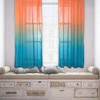 1X Gradient Curtain Polyester Curtains Gradient Semi Voile Rod Pocket Curtains for Bedroom and Living Room Gradient Window Drapes Room Darkening Curtains for Living Room Curtain