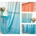 1X Gradient Curtain Polyester Curtains Gradient Semi Voile Rod Pocket Curtains for Bedroom and Living Room Gradient Window Drapes Room Darkening Curtains for Living Room Curtain