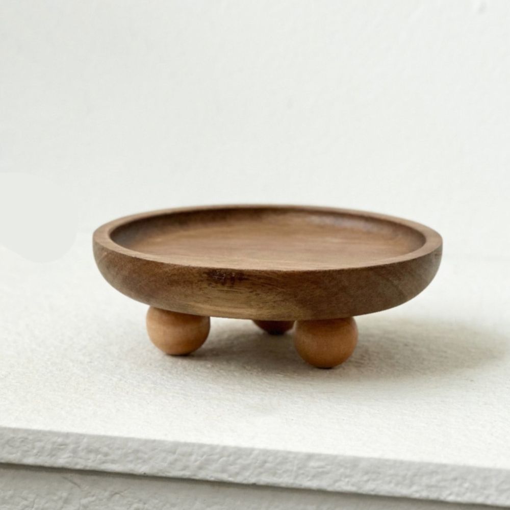 Wood For Display Small Wooden Pedestal Stand Decor Tray For Candles Plants Bottles Mini Vases Soap Dispenser Decorative Tray For Farmhouse Kitchen Entry Table