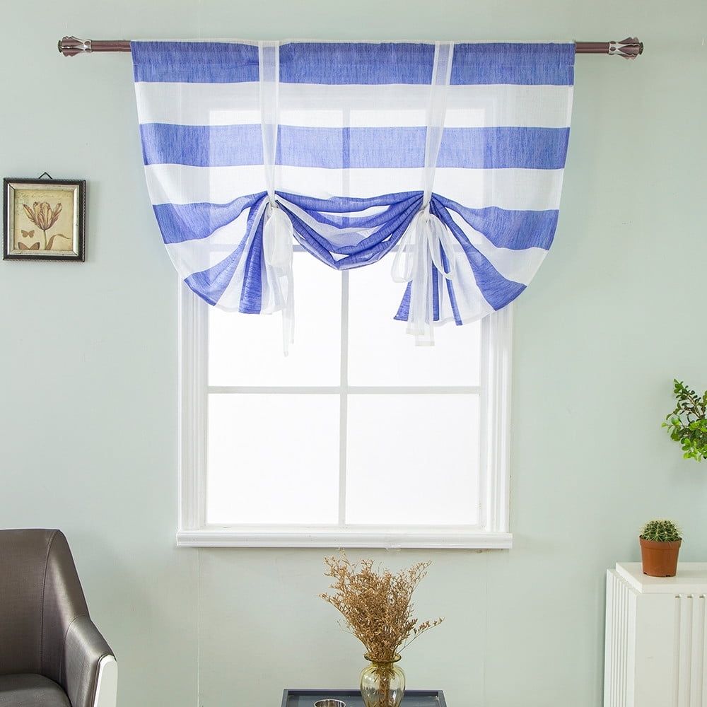 1 Roman Blind Beauty Roman Curtain Short Sheer Tie Up Window Balloon Shade Sheer .