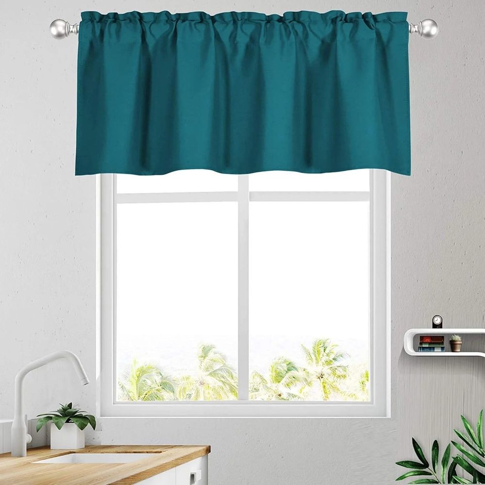 1 Piece Black and for Window Thermal Insulated Rod Pocket Short Curtain for Kitchen Bathroom Living Room 57×18 Inch