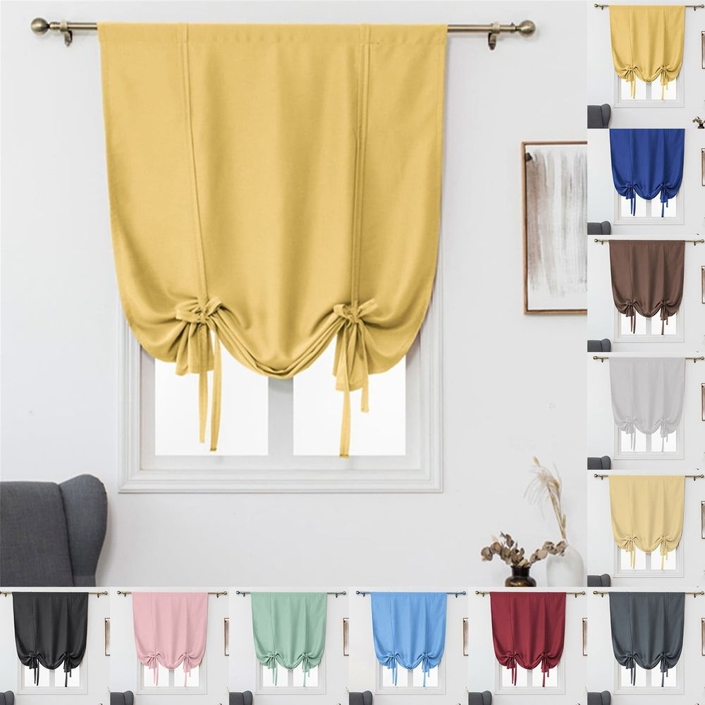Curtain*1 1Pc Roman Curtain Beige Tie Up Curtains for Kids Room Small Windows Thermal Insulated Window Shades for Bathroom Kitchen Rod Pocket (30 X 46 Inches Long) Curtain