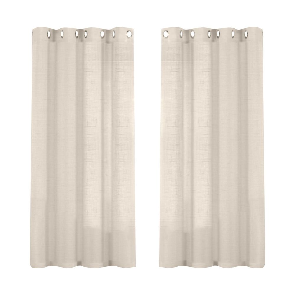 2 Curtains Linen Sheer Curtains 63 Inch Length Semi Sheer Curtains Silver Linen Curtain Panels for Living Room/Bedroom Light Filtering Curtains 2 Panels