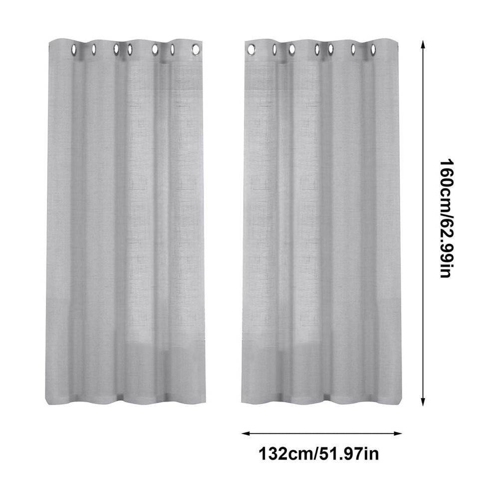 2 Curtains Linen Sheer Curtains 63 Inch Length Semi Sheer Curtains Silver Linen Curtain Panels for Living Room/Bedroom Light Filtering Curtains 2 Panels