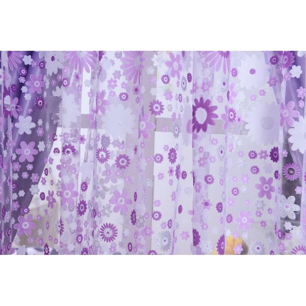 1 Pc Organza Curtain (200Cm X 100Cm) Door Divider Voile Print Window Floral Curtain Room Curtain Decor