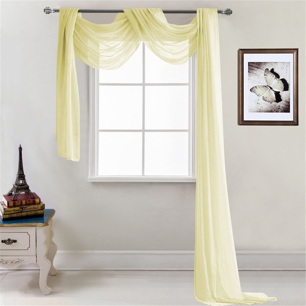 Window Scarf Sheer Elegant Topper Long Window Solid Window Treatment Swags Drapes for Window Ceremony Wedding Canopy Bed Fall Decor, 54" x 216
