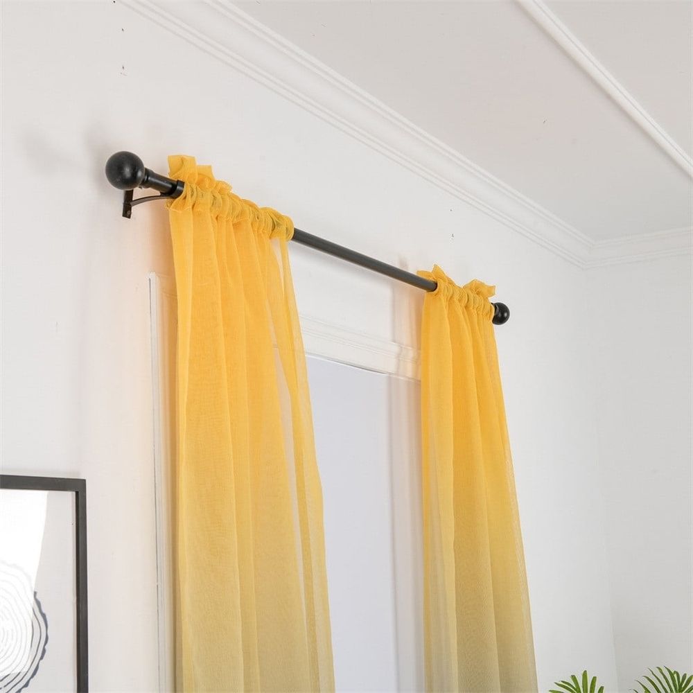 2m Length Yellow and Grey Sheer Curtains 1 Panels Set Window Curtains for Bedroom Kitchen Decor,Bright Yellow and Light Gray
