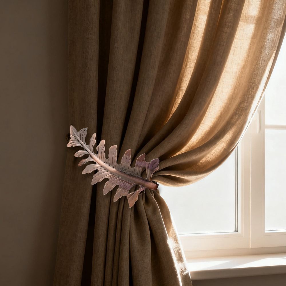 Curtain Tiebacks brown Vintage Big Leaf Design Curtain Holdbacks Curtain Drapery Holdbacks Tie Back Hook -1pcs