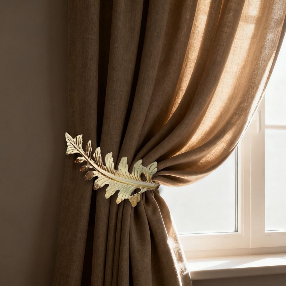 Curtain Tiebacks brown Vintage Big Leaf Design Curtain Holdbacks Curtain Drapery Holdbacks Tie Back Hook -1pcs