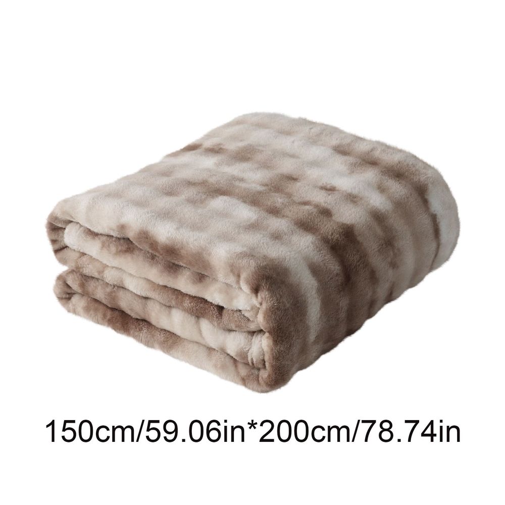 Ruched Luxury Faux Fur Throw Blanket black Tie-dye Rabbit Fur Blanket for Couch, Living Room, Fuzzy, Soft, Plush, Cozy, Elegant with Reversible Mink Blanket black, 59"x78