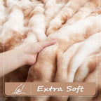 Ruched Luxury Faux Fur Throw Blanket black Tie-dye Rabbit Fur Blanket for Couch, Living Room, Fuzzy, Soft, Plush, Cozy, Elegant with Reversible Mink Blanket black, 59"x78