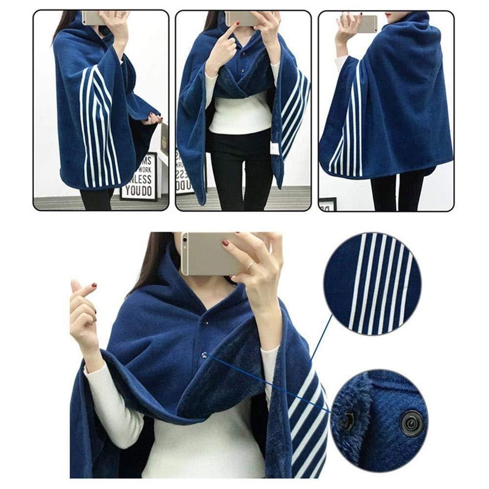 Fleece Wearable Blanket with Buttons - Comfy Poncho Throw Flannel Blanket Shawl(135*80cm)