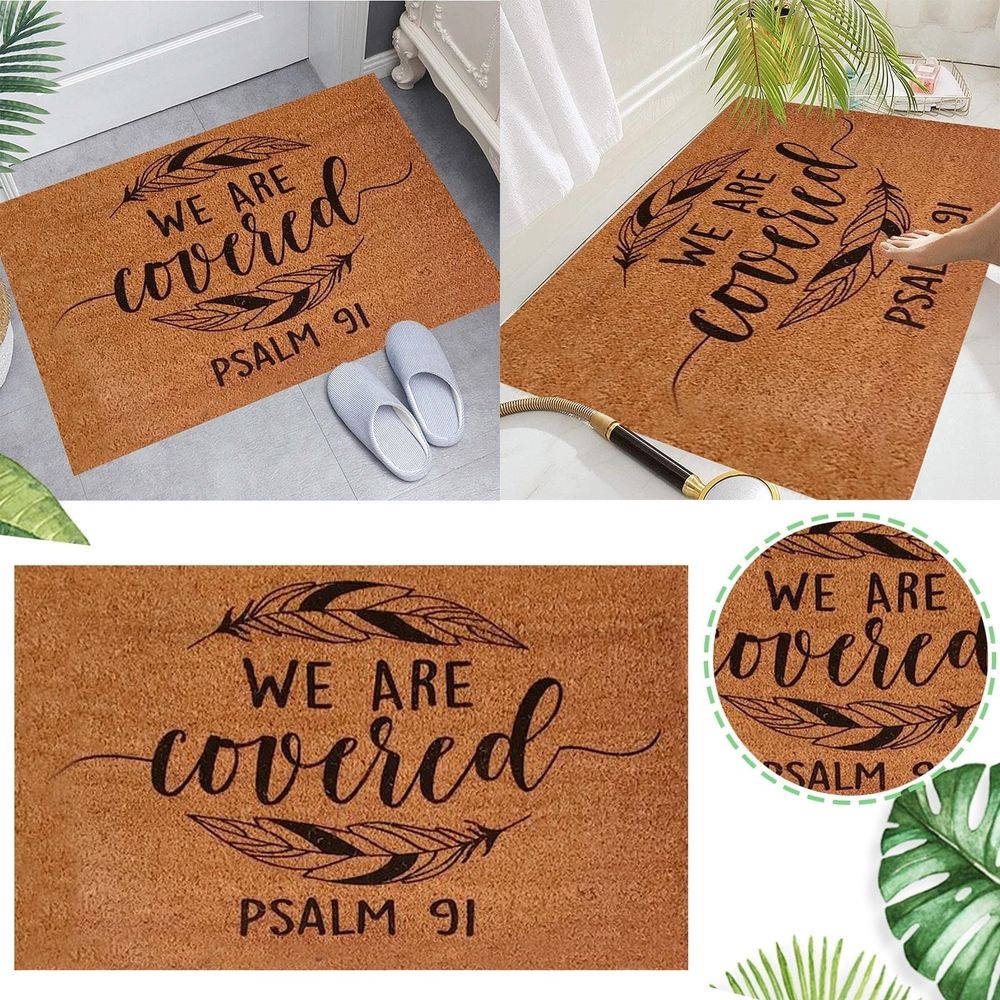 We are Covered  91 Funny Door Mats Outside Coir Doormat for Home Entrance,Front Door mat,Indoor Entrance Embroidered Welcome Rubber Rugs Home Christmas New Year Decor 24”x 15”
