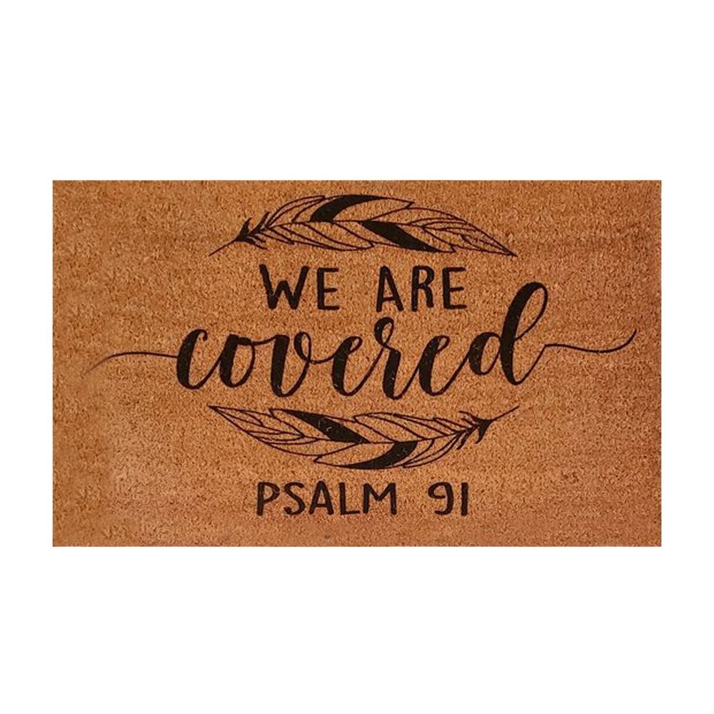 We are Covered  91 Funny Door Mats Outside Coir Doormat for Home Entrance,Front Door mat,Indoor Entrance Embroidered Welcome Rubber Rugs Home Christmas New Year Decor 24”x 15”
