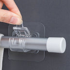 2 Pcs Hook up Adhesive Curtain Rods Poles Curtains Transparent
