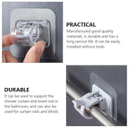 2 Pcs Hook up Adhesive Curtain Rods Poles Curtains Transparent