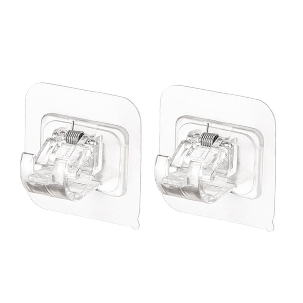 2 Pcs Hook up Adhesive Curtain Rods Poles Curtains Transparent