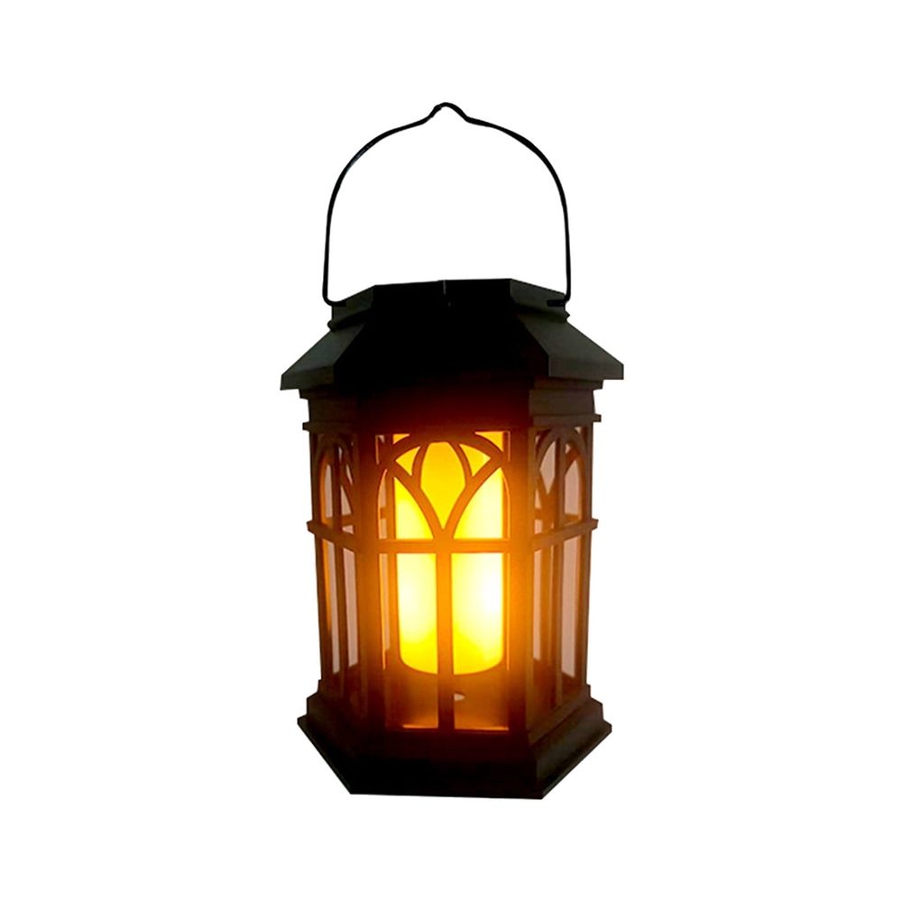 Hexagonal Solar Lanterns Outdoor Waterproof, LED Flickering Flame Hanging Light with Auto On/Off, Solar Powered for Garden Patio Camping Decor