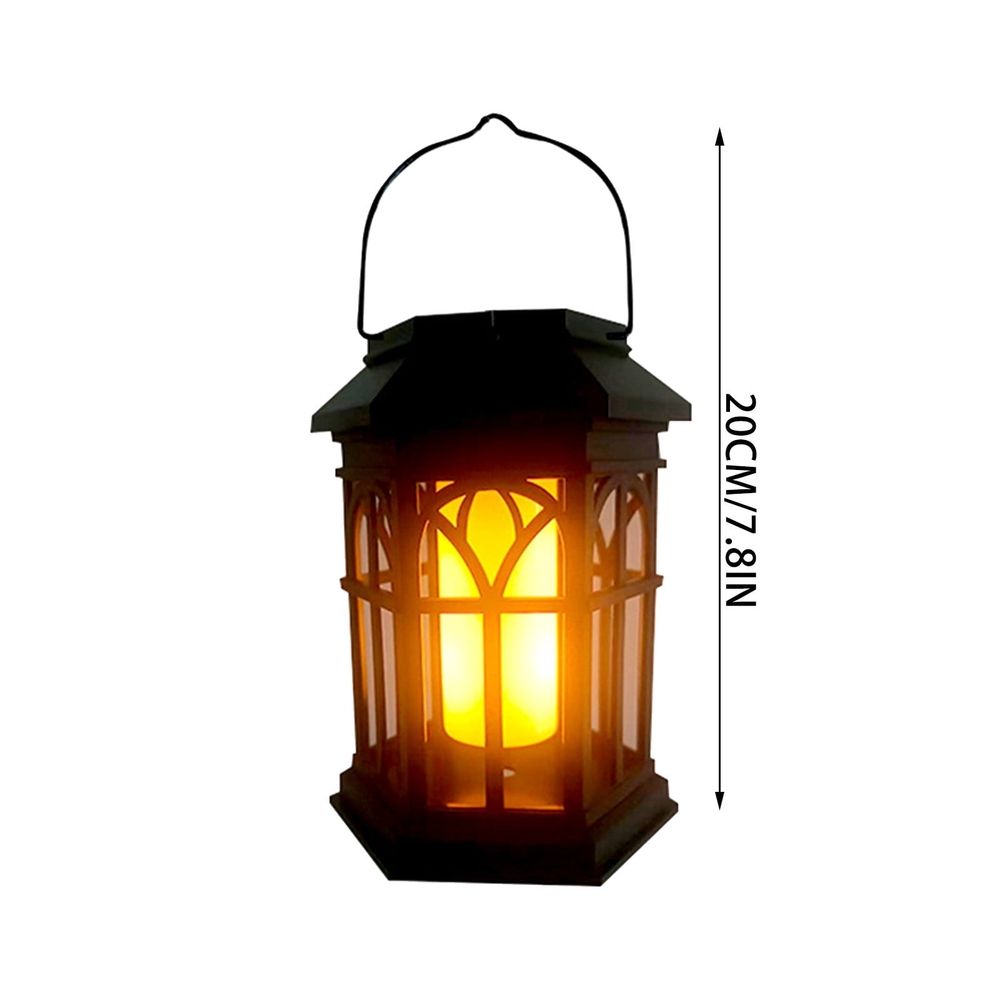 Hexagonal Solar Lanterns Outdoor Waterproof, LED Flickering Flame Hanging Light with Auto On/Off, Solar Powered for Garden Patio Camping Decor