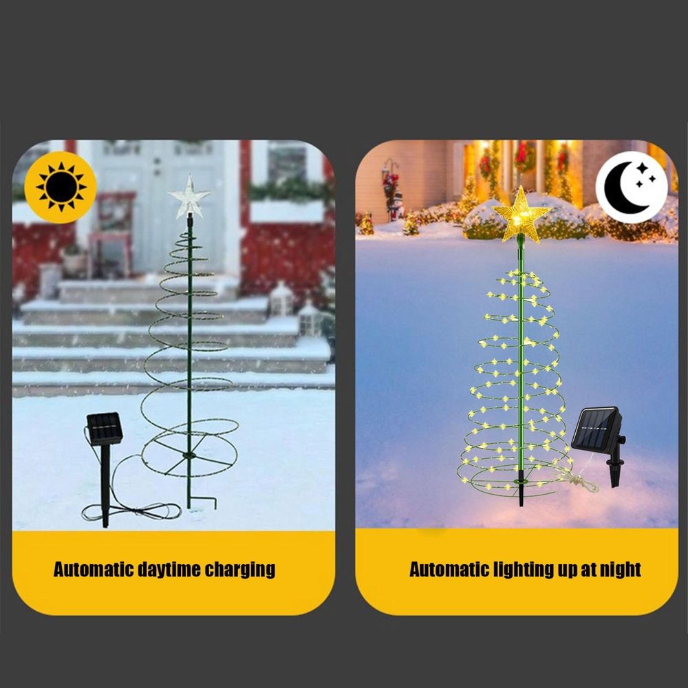 Solar Christmas Tree Lights Outdoor, 8 Lighting Modes Warm White LED Garden Stake Light, Waterproof Auto On/Off for Patio Lawn Yard Holiday Decor Clearance