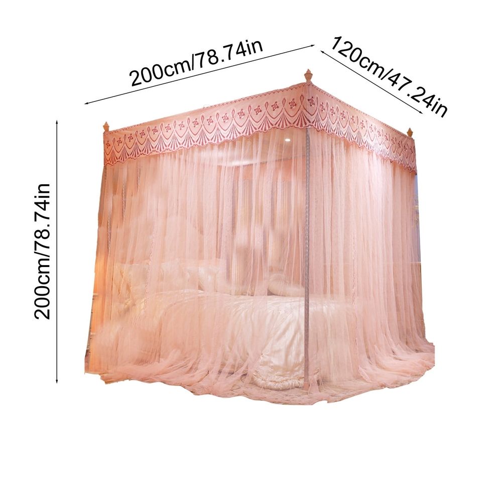 Princess Bed Canopy Mosquito Net Three Door Floor Length Bed Curtains Lace Canopy for Bedroom Decor Romantic Bedding Accessory for Twin Bed Full Bed