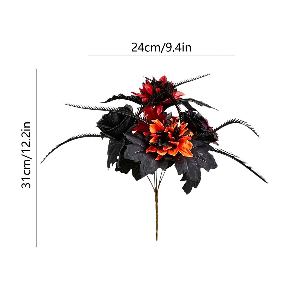 Halloween Decor, Black Flower Bouquet with Sunflowers, Spooky Artificial Floral Arrangement for Table, Home Decor, Gift Idea