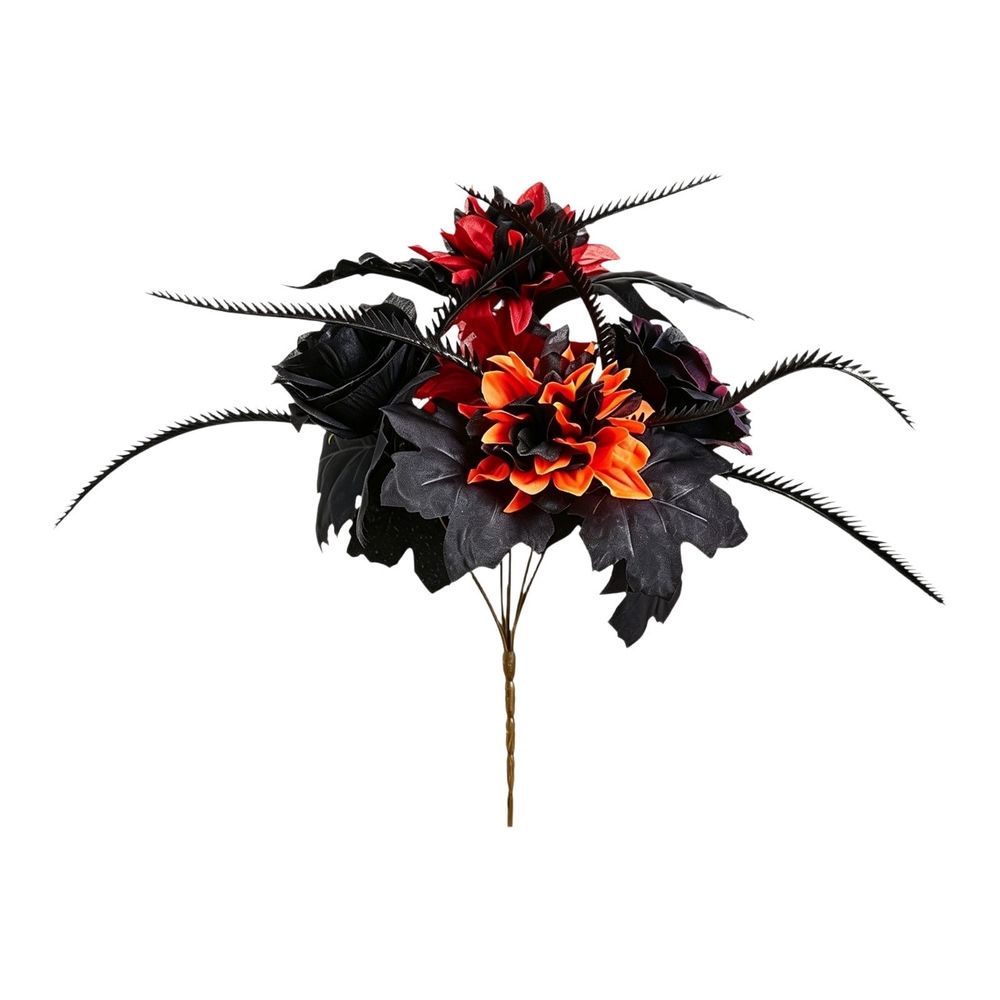 Halloween Decor, Black Flower Bouquet with Sunflowers, Spooky Artificial Floral Arrangement for Table, Home Decor, Gift Idea