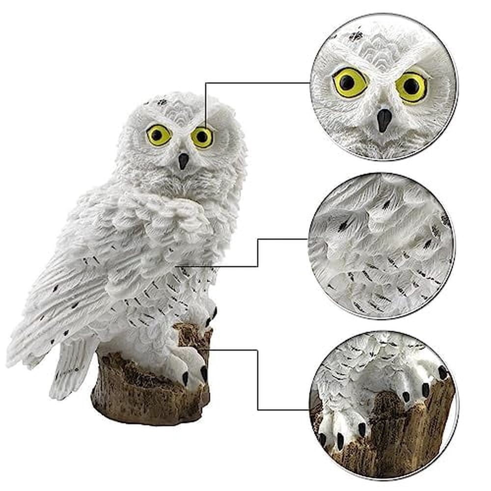 2 Pack Owl Solar Lights Outdoor Garden Resin Waterproof Garden Decorations with Stake for Patio,Yard,Lawn,Walkway Decoration Scare Birds Away(White)