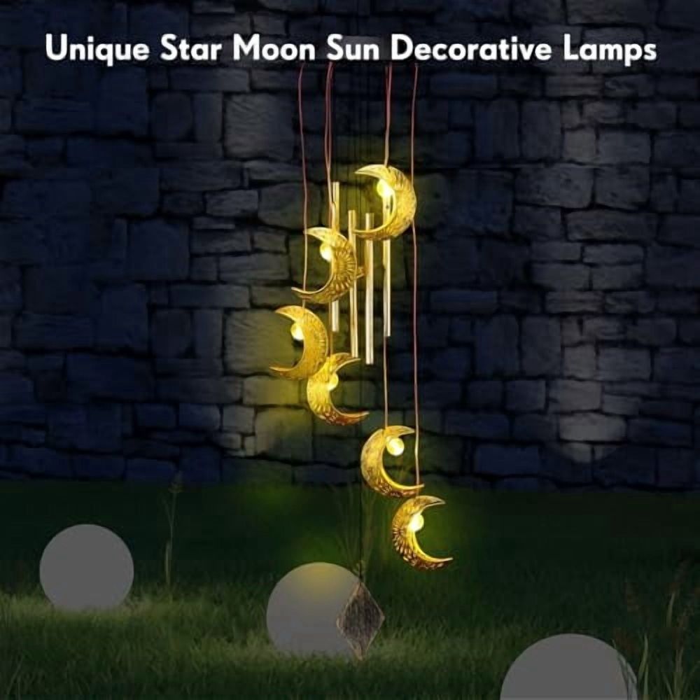 Solar Wind Chimes for Outside Waterproof Hanging Wind Chimes Lights Outdoor Decor Yard Garden Gifts for Mother Mom Grandma Wife Neighbors (Moon)