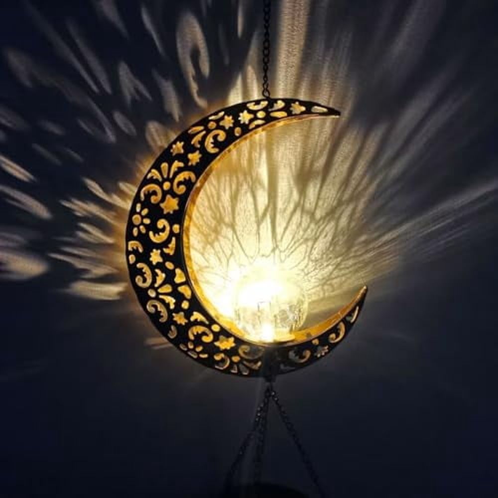 Wind Chime Solar Moon Decor,Mother's Day,Christmas,Thanksgiving Gift for Women,Mother,Grandma,Wife,Birthday Gift Crackle Glass Ball Windchimes Gardening Gifts,Patio Decor,Yard Porch Decorations