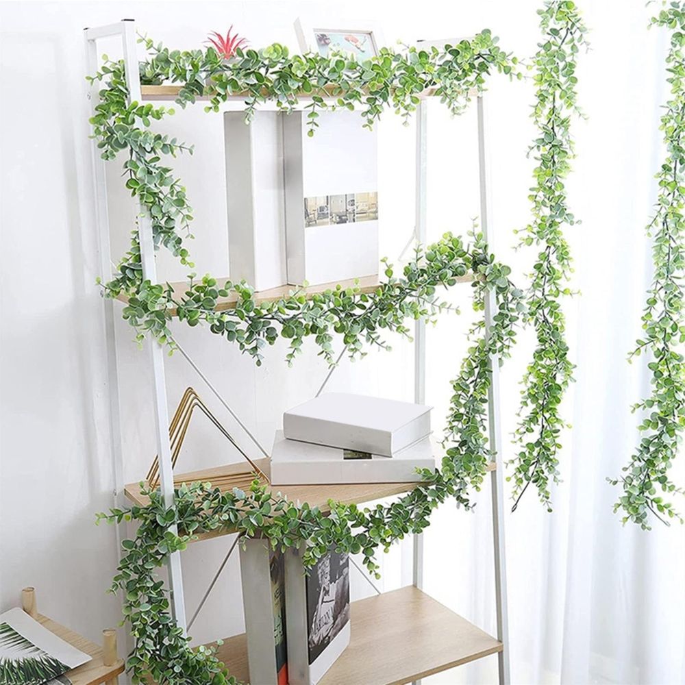 3 Pcs Garland 6ft Artificial Greenery Garland Faux Vines Garlands Plant Artificial Hanging Eucalyptus Leaves Green Garlands Decor for Bedroom Wedding Arch Wall Party Table \ufeff