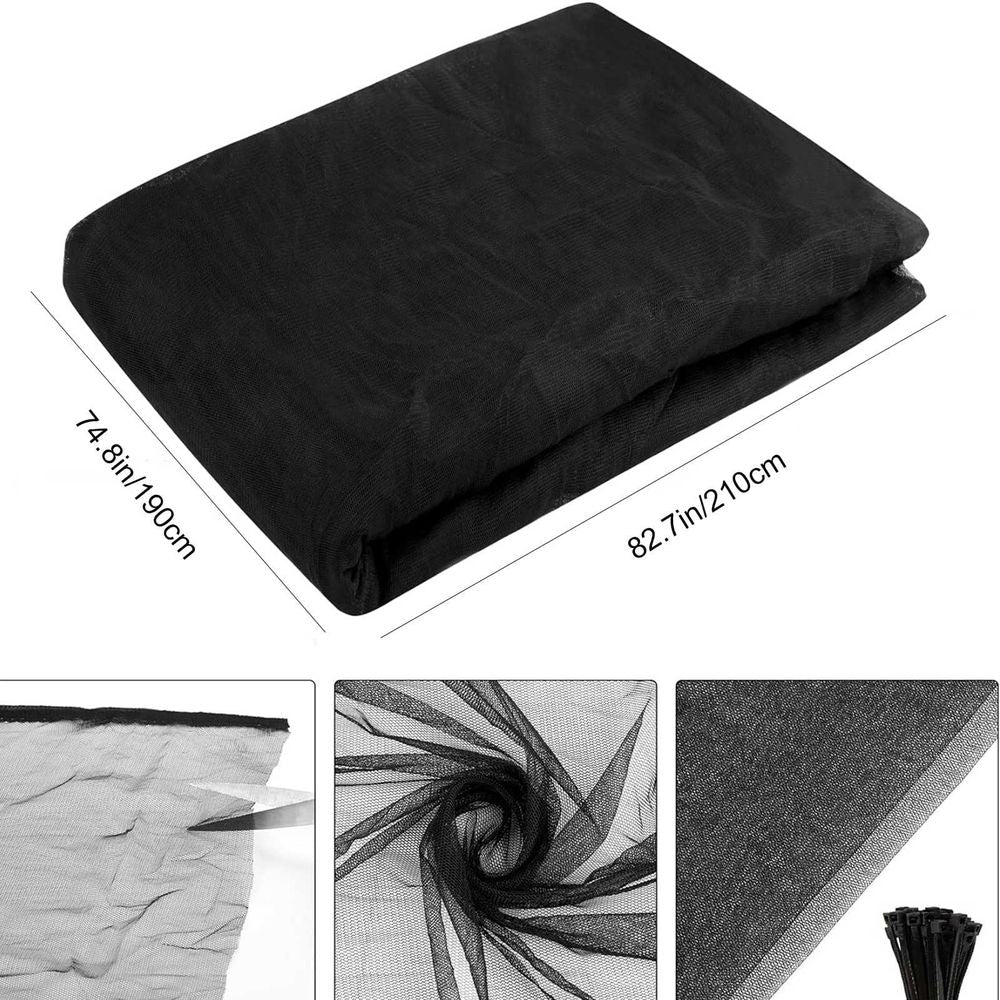 4 Corners Black Bed Canopy Curtains for Twin Full Size Bed,Highly Breathable,Soft and Easy to Cut,Wear Resistant and Durable,Suitable for Bedroom Home Indoor Patio Outdoor Decoration(L82xW74xH94inch)