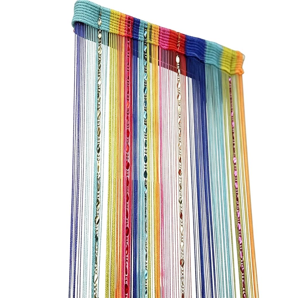 Rainbow Twisted Beaded Curtain with Tassels for Doorway Room Divider Boho Home Decor