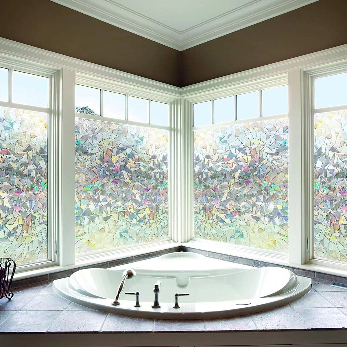 Window Privacy Film, Rainbow Window Clings, 3D Decorative Window Vinyl, Static Cling Window Sticker Non-Adhesive