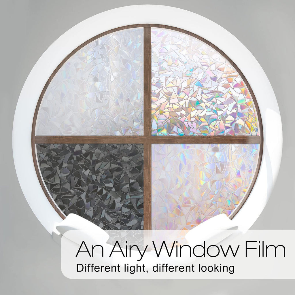 Window Privacy Film, Rainbow Window Clings, 3D Decorative Window Vinyl, Static Cling Window Sticker Non-Adhesive