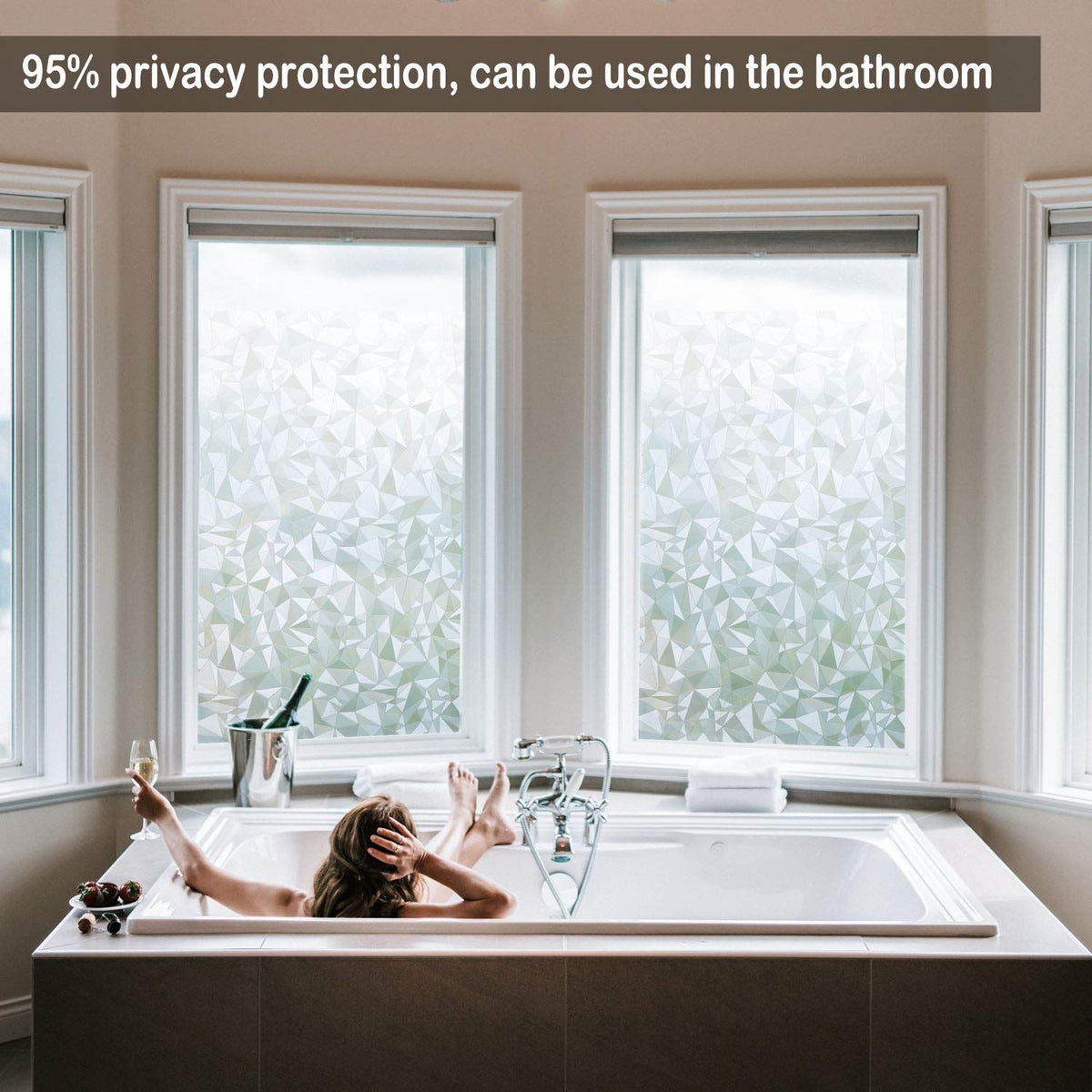 No Glue Static Cling Window Films Privacy Cut Glass Window Sticker for Bathroom Office Kitchen Window Decor