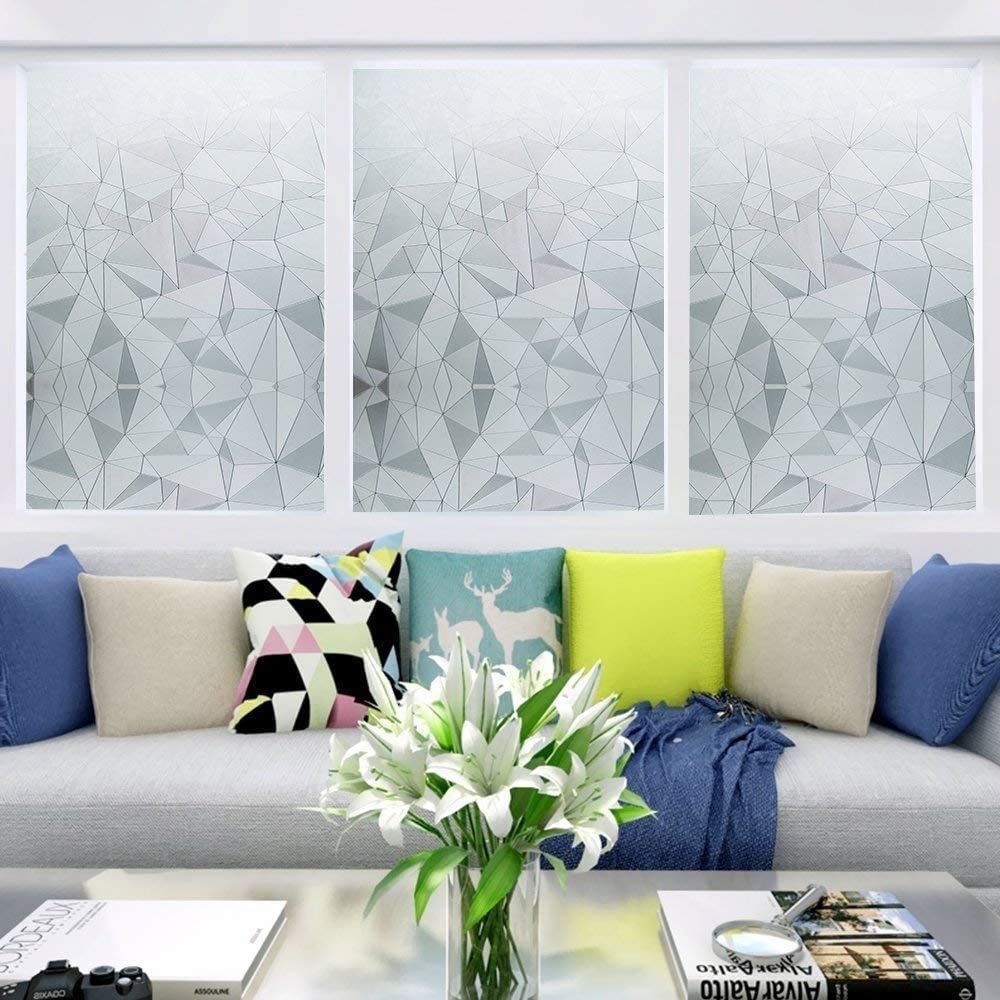 No Glue Static Cling Window Films Privacy Cut Glass Window Sticker for Bathroom Office Kitchen Window Decor