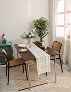 Knitted Hollow Table Runner, Bohemian Cotton Wedding Table Runner,Rustic Woven Dining Table Decor (S1, 12 x 70 Inch)