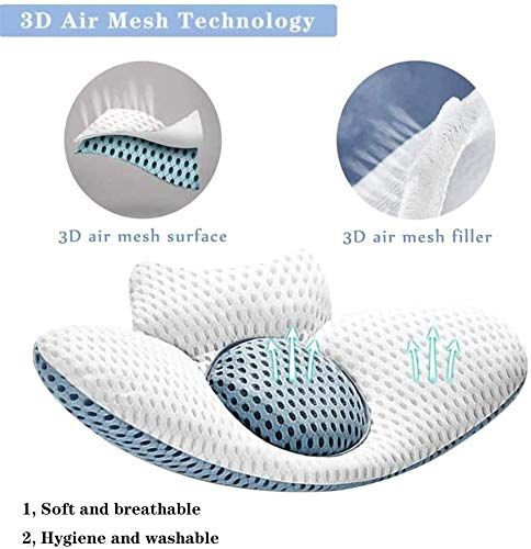 Lumbar Support Pillow for Sleeping, 3D Air Mesh Back Pillow for Bed, Adjustable Height Lumbar Pillow for Lower Back Pain Relief